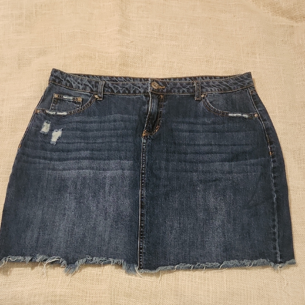 True Craft Blue Casual Mini Skirt Distressed